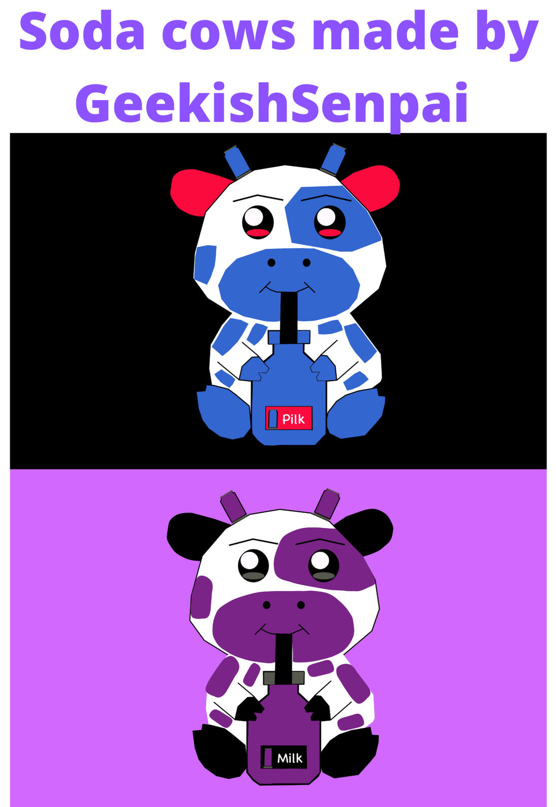soda cows: Pepsi milk and Grape soda cow